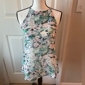 Violet & Claire Floral Halter Cami in Green, White & Pink